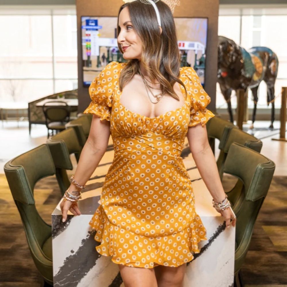 NWT Boutique Yellow Sunflower Ruffle Dress